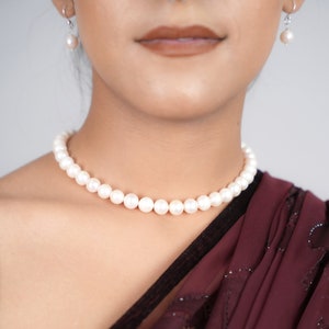 Classic Pearl Choker Necklace | Handmade White Pearl Beaded Necklace | Elegant Bridal Jewelry | Vintage Style Pearl Necklace for Women|