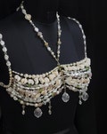 Color Gemstone Bead Bra Pearl, Beaded Bralette Body Chain, Mermaid Core Top Festival Outfit Carnival Burlesque Costume, Crystal Shell
