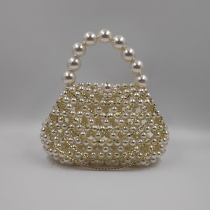 Bolso con cuentas de perlas, mini bolso de perlas con diamantes de imitación, bolso de mano con perlas sintéticas y bolso de noche para mujer, bolso de mano de novia, regalo de boda para ella