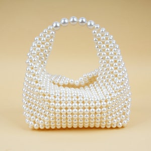 Perle Perlen Tasche, Perle CONCH Tasche, Kunstperle Handtasche für Frauen, Perle Abendtasche, handgemachte Perle Brauttasche