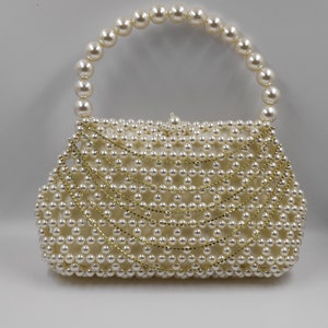 Mini bolso con cuentas de perlas y diamantes de imitación, bolso de novia con perlas y bolso de noche para mujer, bolso de mano de novia, regalo de boda para ella