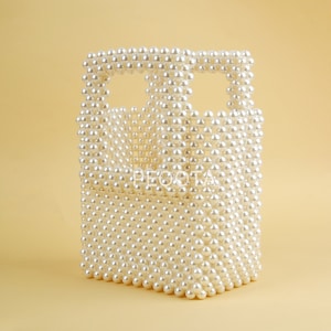 Handgefertigte Perlentasche / Portemonnaie mit Henkel | Braut, Party, Abend Clutch | Vintage inspirierte Perle Handtasche