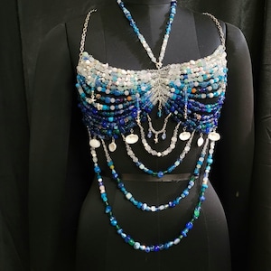 Gemstone Bralette Top | Handmade Beaded Crystal Body Jewelry | Statement Bralette | Festival & Boho Jewelry Top | Goddess Outfit