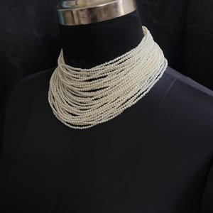 Multi Strand Pearl Choker Necklace | Bridal Indian Beaded Neckpiece | Handmade Statement Jewelry | Festive & Wedding Accessories