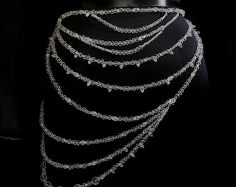 Falda de cuentas de cristal para fiesta, falda de carnaval para mujer, vestido de baile con cadena de cristal, traje de festival, trajes rave