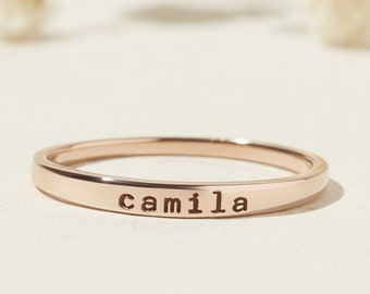 Mom Gift - Custom Name Ring  - Delicate Stackable Rings, Personalized Skinny Ring for Her, Bridesmaids, Mom, Wife, Girlfriend - Unique Gift