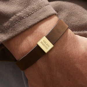 Pulsera para hombres: Joyería para hombres de plata y oro, Joyería de moda, Joyería para chicos, Regalo de cumpleaños único para él, Novio, Papá, Esposo, Correa de cuero