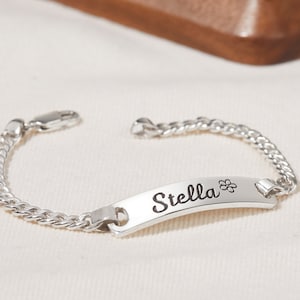 Id Bracelet: Personalized Bracelet, Silver, Gold ID Bracelet, Custom Engraved Bar Bracelet, Engraved Stainless Steel Id Bracelet
