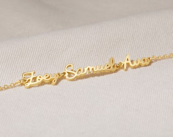 Armband för mammas namn • Personligt armband för barns namn • Graverat familjearmband för mamma • Present till mormor • Present till mors dag
