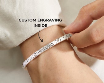 Cuff Bracelet - Silver Cuff Bracelet - Engraved Bangle - Personalized Name Bangle - Gold Arm Cuff - Name Jewelry - Handwriting Bracelet