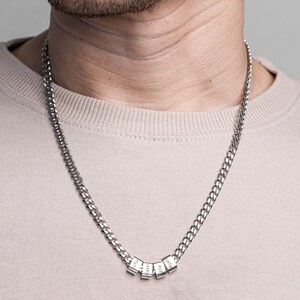 Collar grabado para hombre: collar de barra de plata personalizado, regalo de joyería con nombre personalizado para papá, esposo, novio o el Día del Padre.