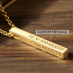 Collar de barra grabado personalizado para hombres: joyería con nombre personalizado en plata u oro, regalo ideal para papá, esposo, novio, 1 a 4 opciones de nombre