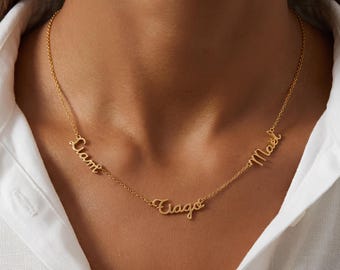 Grandma Name Necklace in Silver, Personalized Family Necklace with 1–5 Name Charms, Custom Gift for Grandma Nana Mimi
