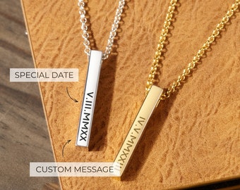 Collana Nome Personalizzata Acciaio Collana Barra Nome Personalizzata In Acciaio Inossidabile - Incisione Qualsiasi Nome, Lunghezza Regolabile Collana Barra Incisione - Foto 6