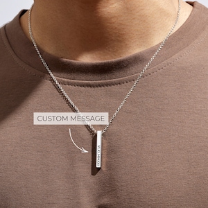 Aangepaste gegraveerde staafketting - gepersonaliseerde roestvrijstalen sieraden voor heren - ideaal cadeau voor vader, vriend - zilver, goud - ketting heren