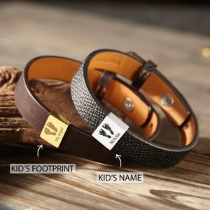 Pulsera personalizada de papá para papá, regalos de papá de esposa, pulsera de cuero para hombre para regalo del día del padre, joyería de cuero hecha a mano, regalo para papá