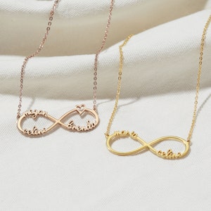 Infinity Name Necklace: Infinity Necklace with Two Name, Personalized Couples Necklace, Gold Name Necklace Necklace Gift For Girlfriend image 3