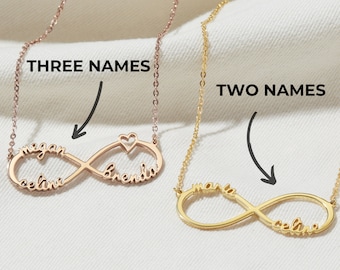 Infinity Name Necklace - Personalized Infinity Necklace - Custom Necklace Hebrew, Arabic, Greek - Two, Three, Four Names - Gift For Her Mom