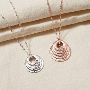 Personalisierte Mom Halskette • Gravierte Kinder Namen Layered Anhänger