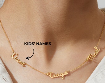 Three Name Necklace - Mother Necklace - Gold Mom Pendant With 2,3,4,5 Kids Names - Name Necklace With 3 Names - Gift for Her Mom, Wife