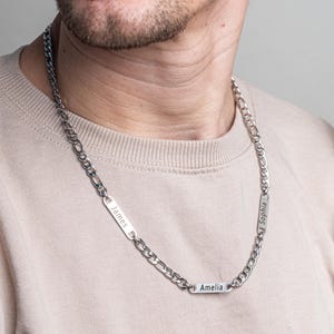 Collar para papá: regalo para el día del padre, regalo para el esposo, collar con barra, collar familiar, collar para el esposo, collar para el padre, regalo para el nuevo papá, cadena Figaro