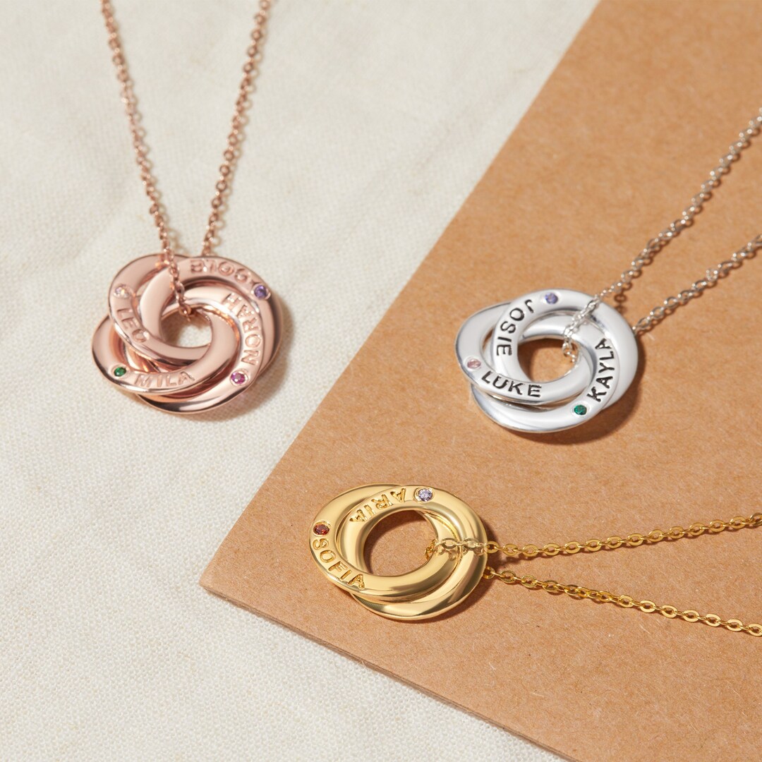 Russian Ring Necklace: Personalized Birthstone Necklace, Custom ...