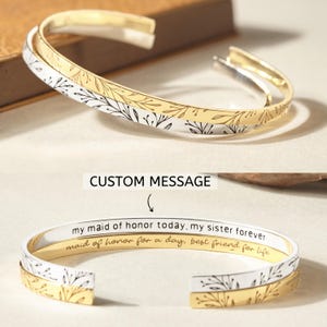 Personalized Bracelet for Women - Custom Engraved Bangle with Name or Quote, Adjustable Gold or Silver, Ideal Gift for Birthday, Anniversary