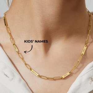 Collar para Madre: Collar para el Día de la Madre con Nombres, Collar para Mamá en Oro y Plata, Collar para Madres con 2, 3, 4 y 5 Nombres, Collar Personalizado para Mamás Primerizas