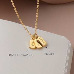Collar para madre: collar personalizado con iniciales, colgante con el nombre de la familia grabado, regalo personalizado para mamá, esposa o ella.