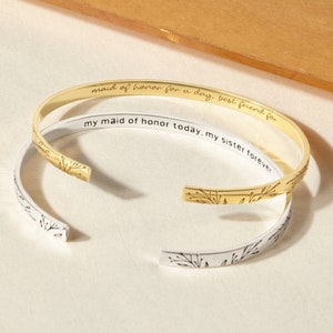 Pulsera grabada: Pulseras personalizadas de plata, oro Pulseras personalizadas con texto Brazalete con nombre y mensaje en el interior Regalo para ella imagen 6