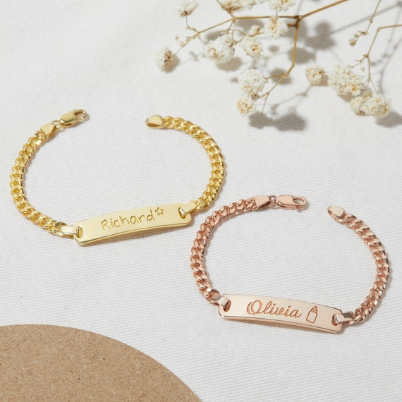 Personalized Bar Bracelet – Engraved Name ID Bracelet, Stainless Steel