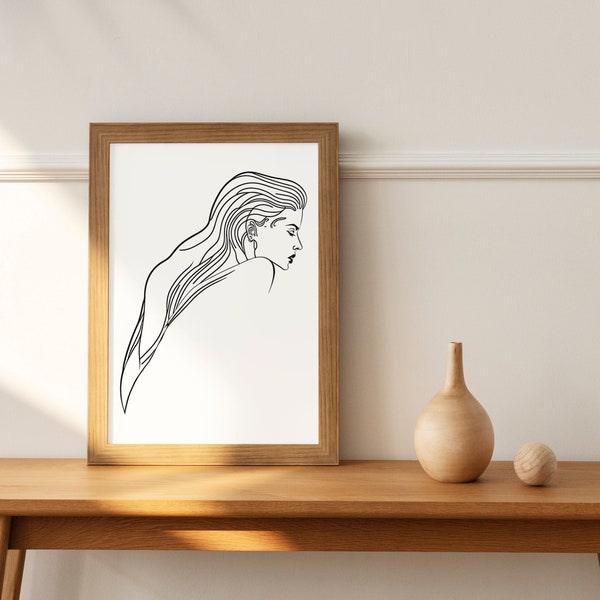 Female Figure, Digital Download, Printable Wall Decor, Instant Download, One Line Art, Home Decor, Digital Wall Art, Woman Portrait,Art Wall