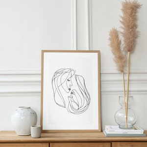 Two Abstract Faces, Digital Download, Abstract Wall Decor, One Line Art, Home Decor, One Line Drawing, Graphic Wall Art, Printable Wall Art