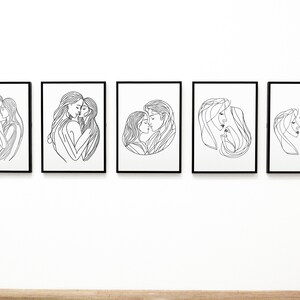 Set von 5 Digitaldrucken, Wandkunst Bundle, digitaler Download, One Line Art, Dekoration, Sofortiger Download, digitale Wandkunst, Einweihungsgeschenk