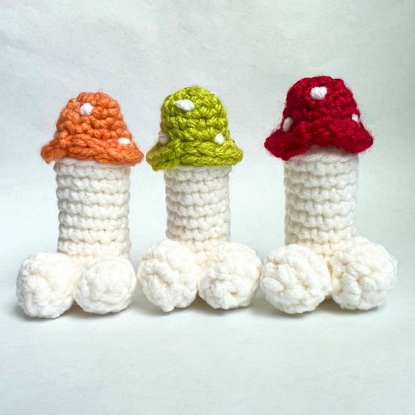 Crochet Penis Mushroom Lip Balm Holder, handmade by AmateurHookerCrochet