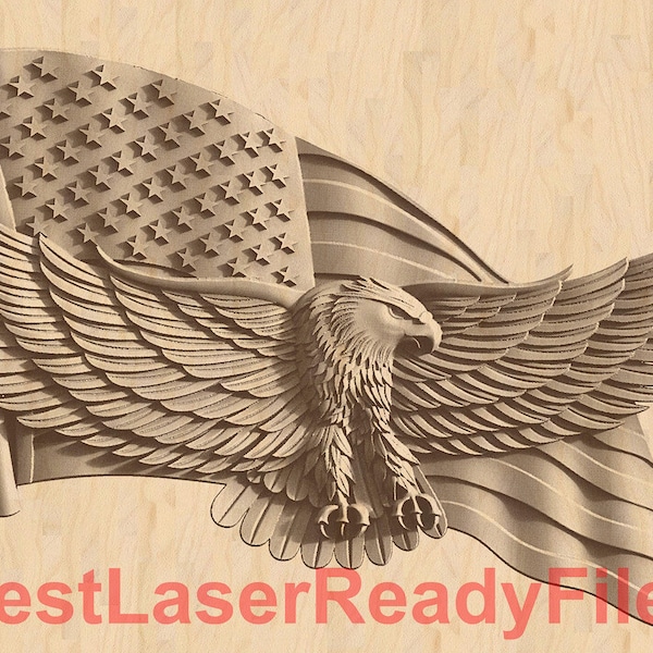 United States Eagle,American Flag,Digital Design,Lightburn,Glowforge,Laser Ready,Wood Engraving,3D Illusion,SVG Cut,Laser Burn PNG, Engrave