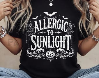 Allergic to Sunlight Gothic Vampire Funny Halloween Humor PNG: Vampire Goth Humor Halloween PNG Spooky Dark Aesth Clipart (Digital Download)