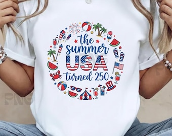 Divertido El verano en que Estados Unidos cumple 250 PNG: América patriótica 1776 2026 Día de la Independencia png Celebración del Cuatro de Julio (Descarga digital)