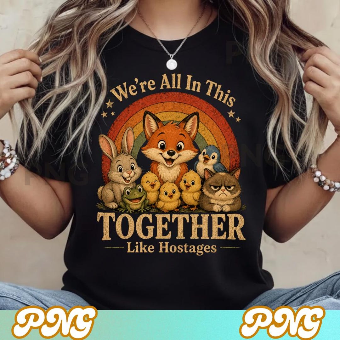 We're All In This Together Like Hostages PNG: Funny Animal Retro Squad Humor png Sarcastic