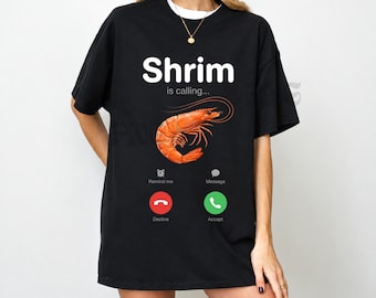 Shrim Calling Remind me Message Decline Accept Phone Call Shrimp Png, “Shrim” Funny Misspelled Meme Png, Simple Humor Png Digital Download