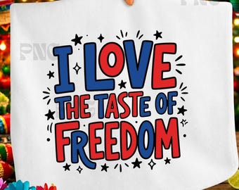 Me encanta el sabor de la libertad PNG: Pareja patriótica con fuegos artificiales del Día de la Independencia de Estados Unidos png Celebración de la libertad de EE. UU. (Descarga digital)