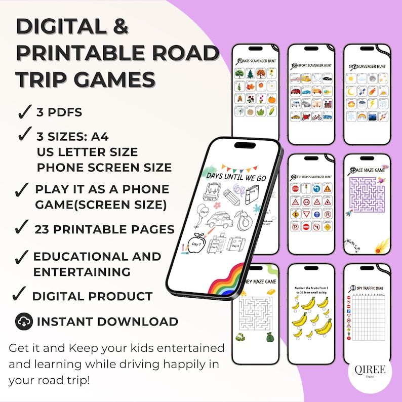 Road Trip Game Printable Bundle Kids Car Ride Travel Activity Pack for ...