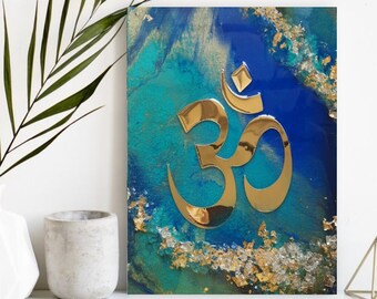 Om wall decor, om wall art, hindu religion art, om gift, original handmade om for yoga space, om sign for pooja room, om symbol for mandir,
