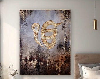 Ik onkar wall decor, sikh wall art, sikh religion art, sikh gift, original handmade wall art, ik onkar sign, sikh painting, mool mantra art