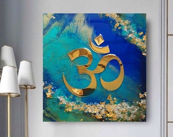 Handmade Om Resin Wall Art: Hindu Decor for Yoga & Pooja