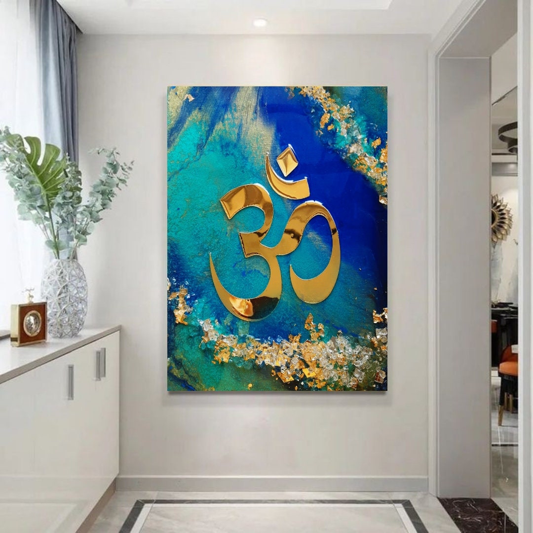 Om Wall Decor, Om Wall Art, Hindu Religion Art, Om Gift, Original Handmade Om for Yoga Space, Om ...