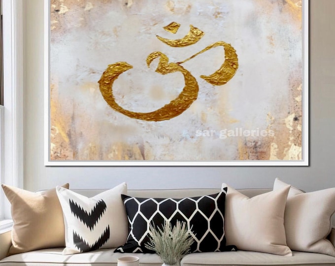 Gold Om Painting: Abstract Hindu Wall Art