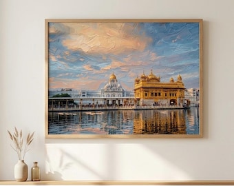 Gemälde des Harmandir Sahib, Sikh-Wandkunst, Goldener Tempel, gerahmter Leinwanddruck