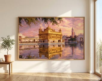 Golden Temple Amritsar Abstract Painting, Sikh Art, Punjabi Home Decor (Canvas Print)