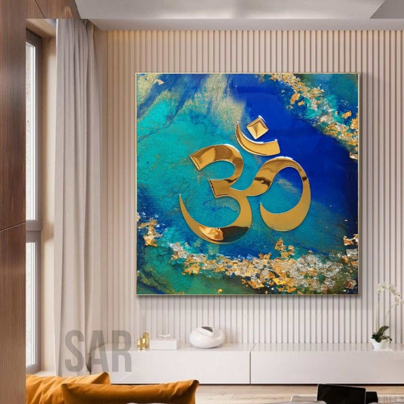 Om Wall Decor, Om Wall Art, Hindu Religion Art, Om Gift, Original Handmade Om for Yoga Space, Om ...
